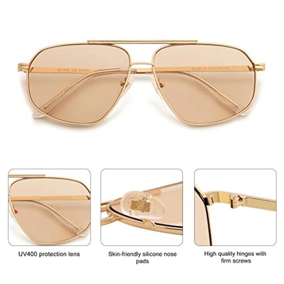 Retro Hexagon Aviator Sunglasses Trendy Vintage UV400 Protection Unisex